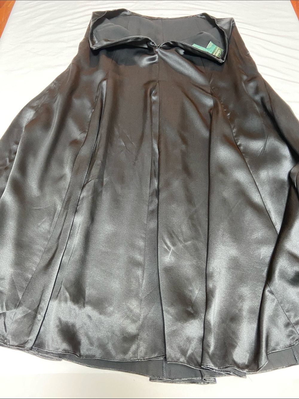 Vintage Lauren Ralph Lauren 100% Silk Black Maxi Godet Skirt Sz 4 - Picture 9 of 10